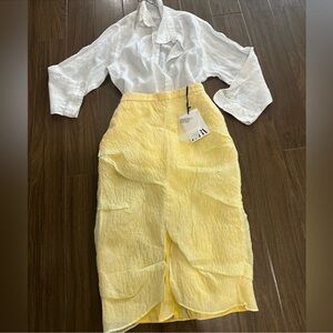Zara Yellow Pencil Skirt